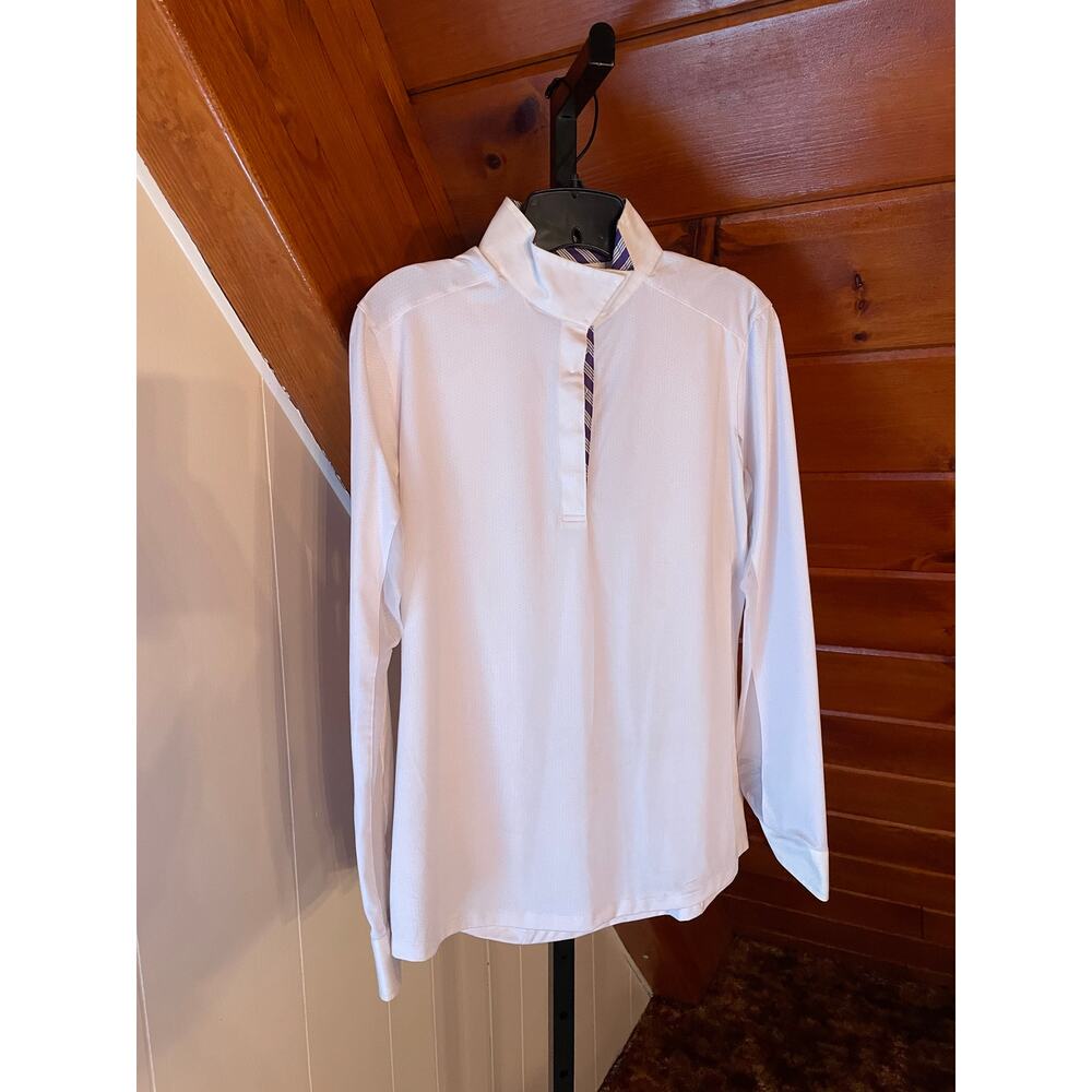 Essex Beacon Hill Equestrian Show Shirt Sun Shirt Purple Stripe Collar/Sleeve